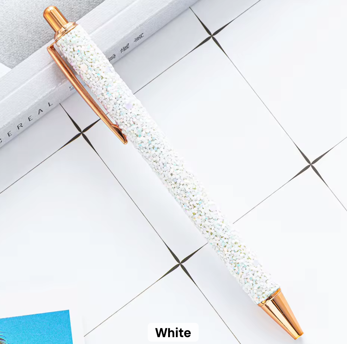Sparkly Glitter Ballpoint Pen - White