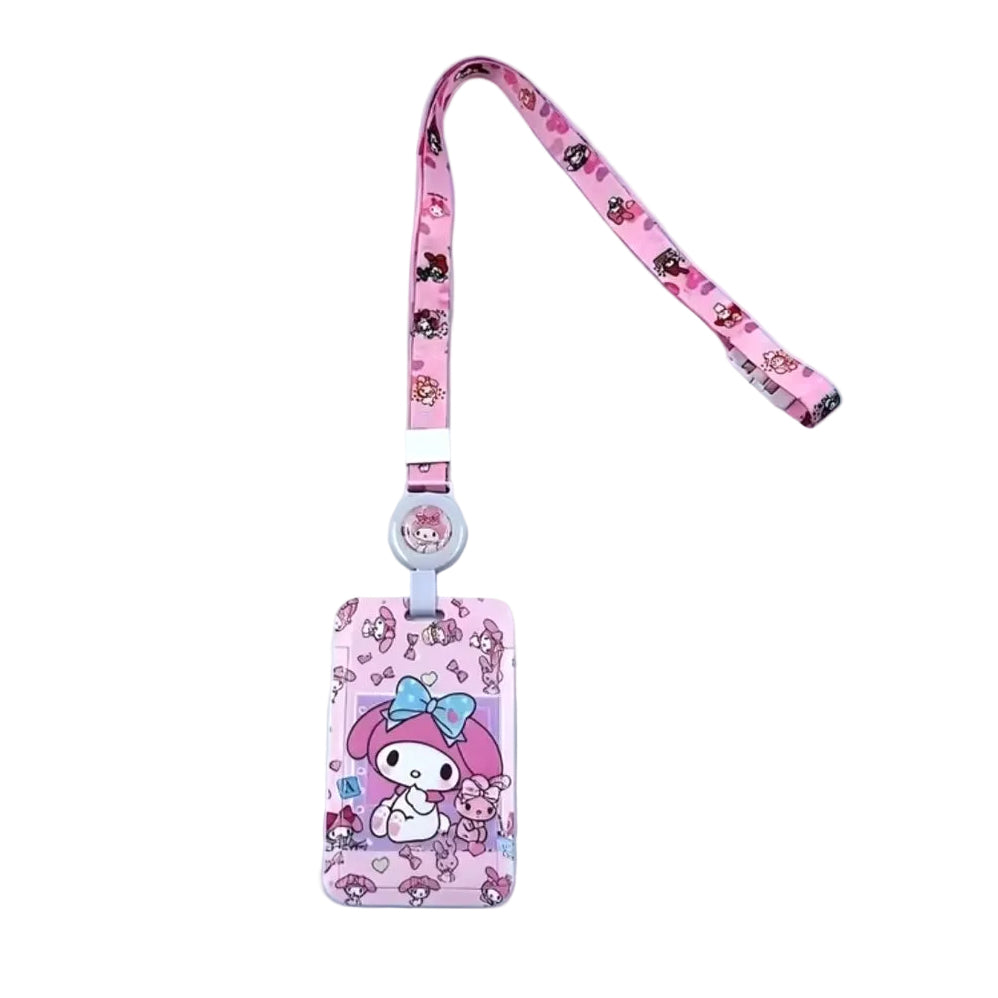 Pink Hello Kitty ID card holder lanyard additional view on white background