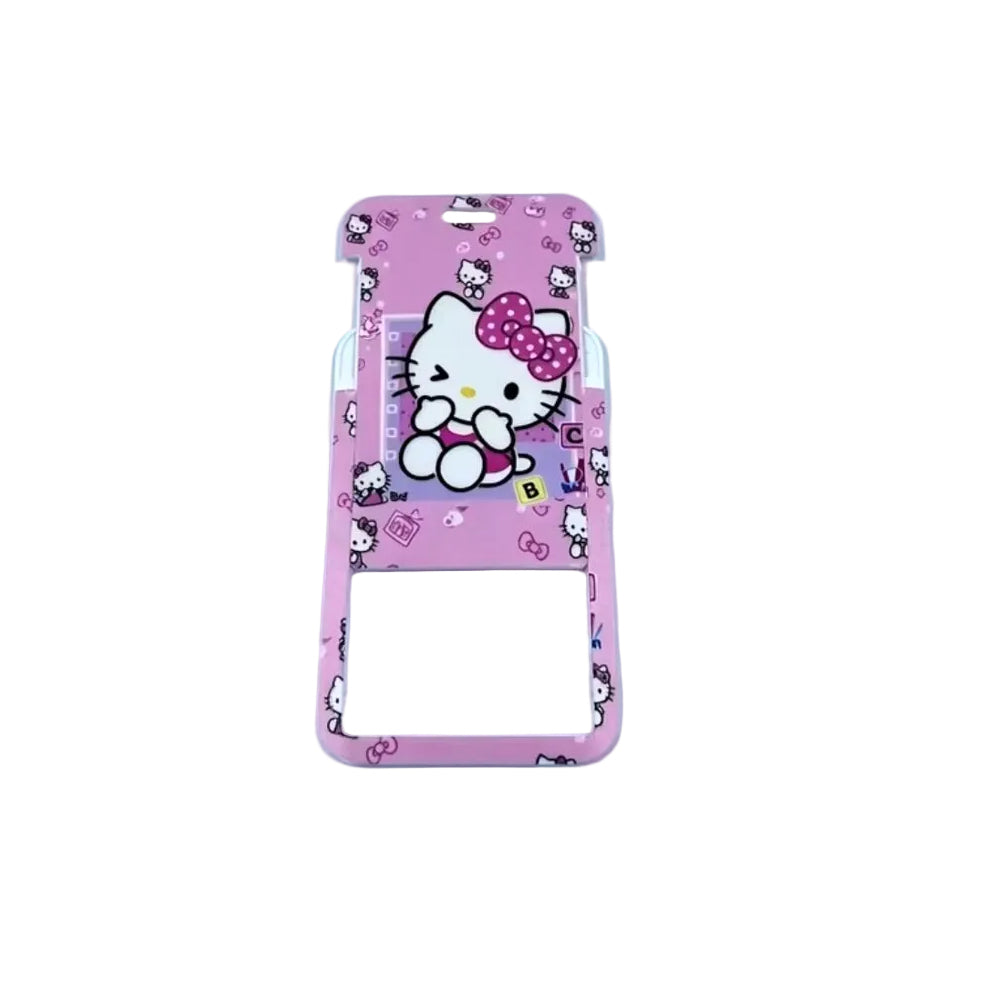 Pink Hello Kitty ID card holder detail on white background