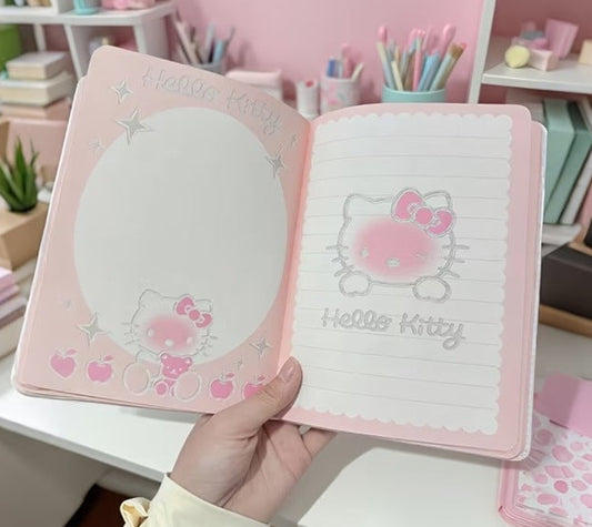 Hello Kitty pink notebook cover and interior pages
