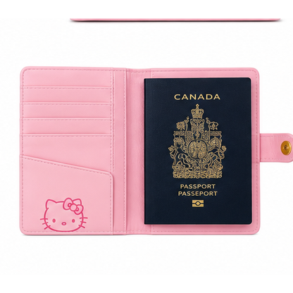 Hello Kitty passport holder open interior on white background