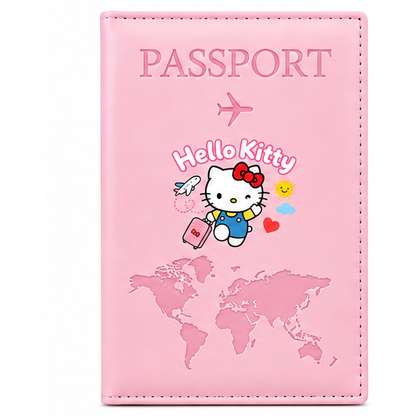 Pink Hello Kitty passport holder on white background