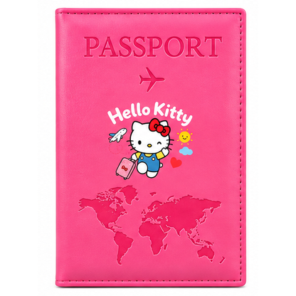 Rose red Hello Kitty passport holder on white background
