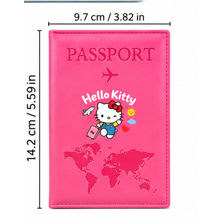 Hello Kitty passport holder dimensions on white background