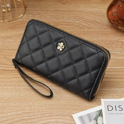 Quilted faux leather wristlet wallet product and colour views