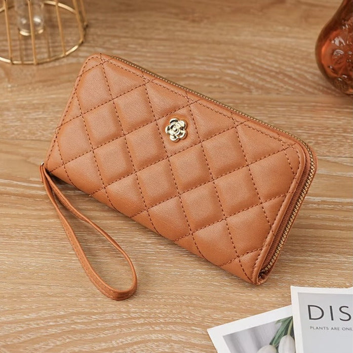 Quilted faux leather wristlet wallet product and colour views