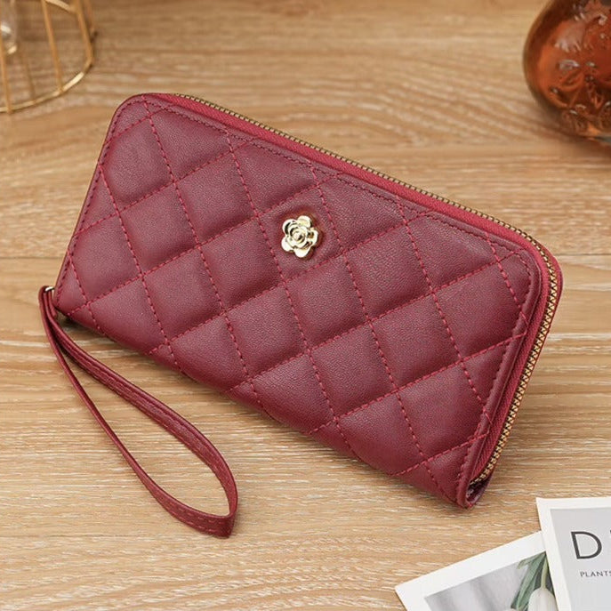 Quilted faux leather wristlet wallet product and colour views