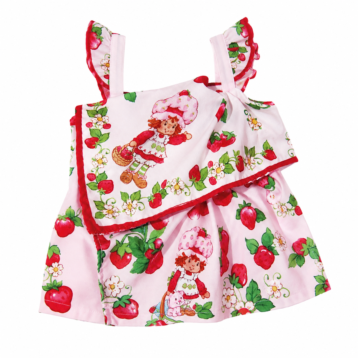 Strawberry Shortcake pink printed scarf detail on white