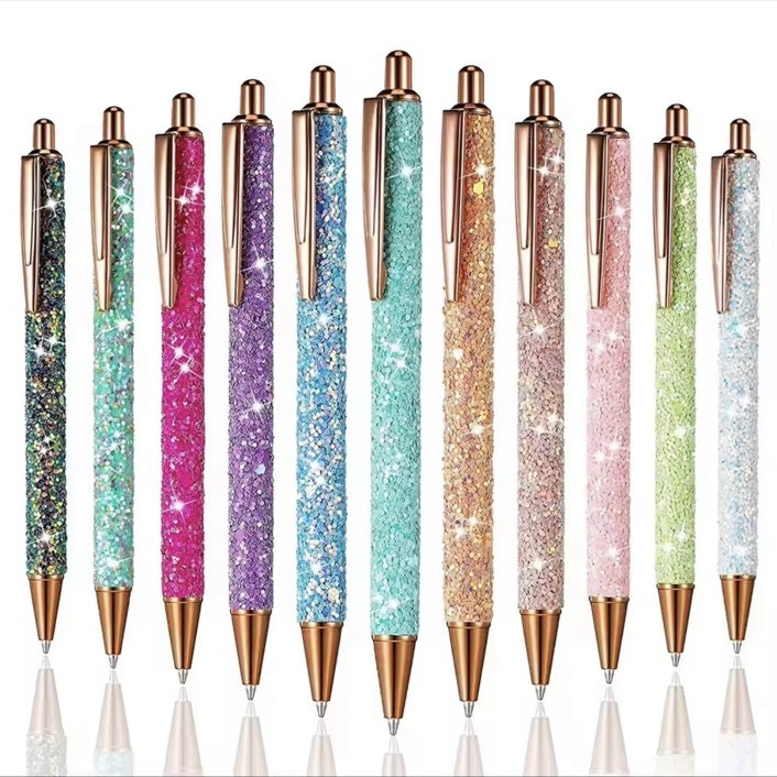 Sparkly glitter ballpoint pen colour assortment