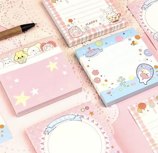 Pastel illustrated sticky note pads - cropped supplier product photograph