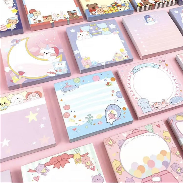 Pastel illustrated sticky note pads - cropped supplier product photograph