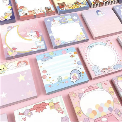 Pastel illustrated sticky note pads - cropped supplier product photograph