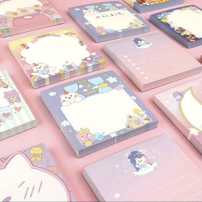 Pastel illustrated sticky note pads - cropped supplier product photograph