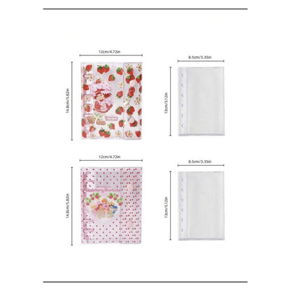 Strawberry Shortcake acrylic loose-leaf binder size guide on white background