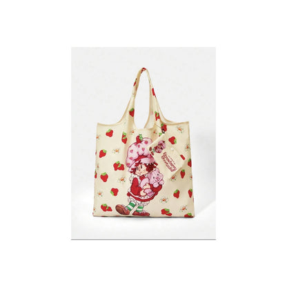 Strawberry Shortcake beige tote bag front view with matching pouch