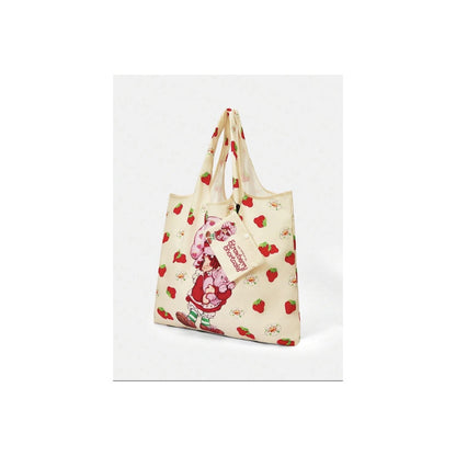 Strawberry Shortcake beige tote bag angled view