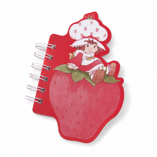 Strawberry Shortcake strawberry-shaped coil notebook on clean white background
