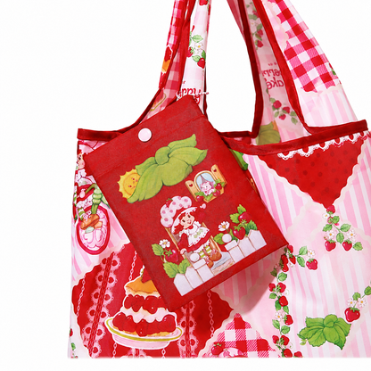Strawberry Shortcake foldable tote storage pouch detail
