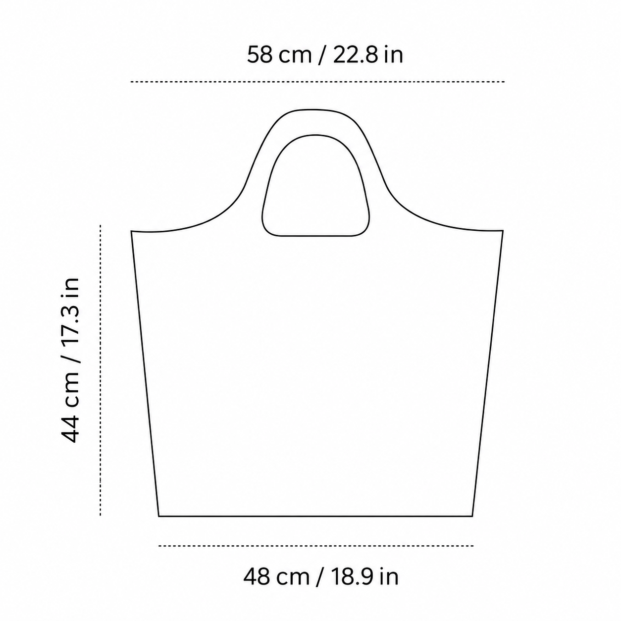 Strawberry Shortcake foldable tote bag size diagram