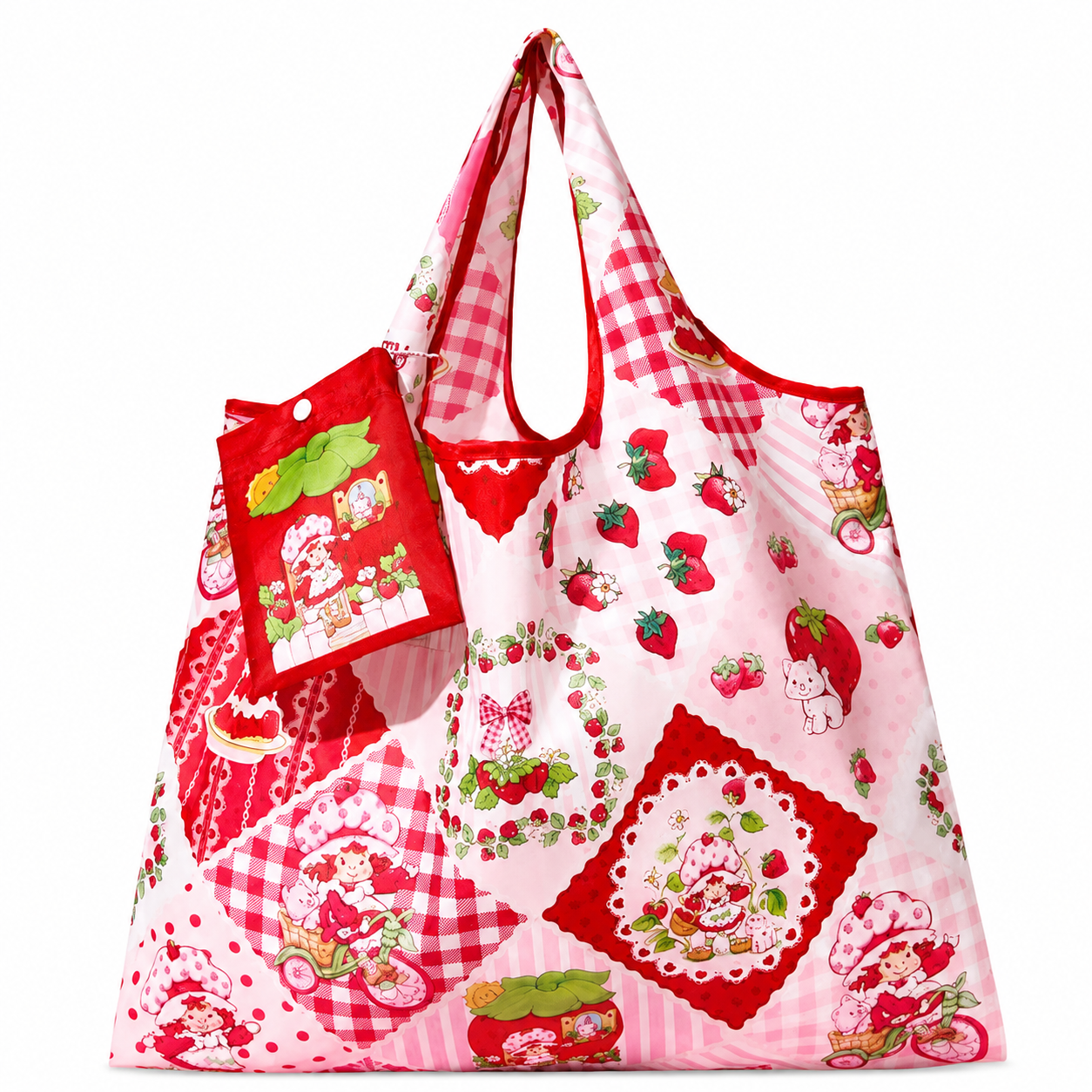 Strawberry Shortcake foldable tote bag on white