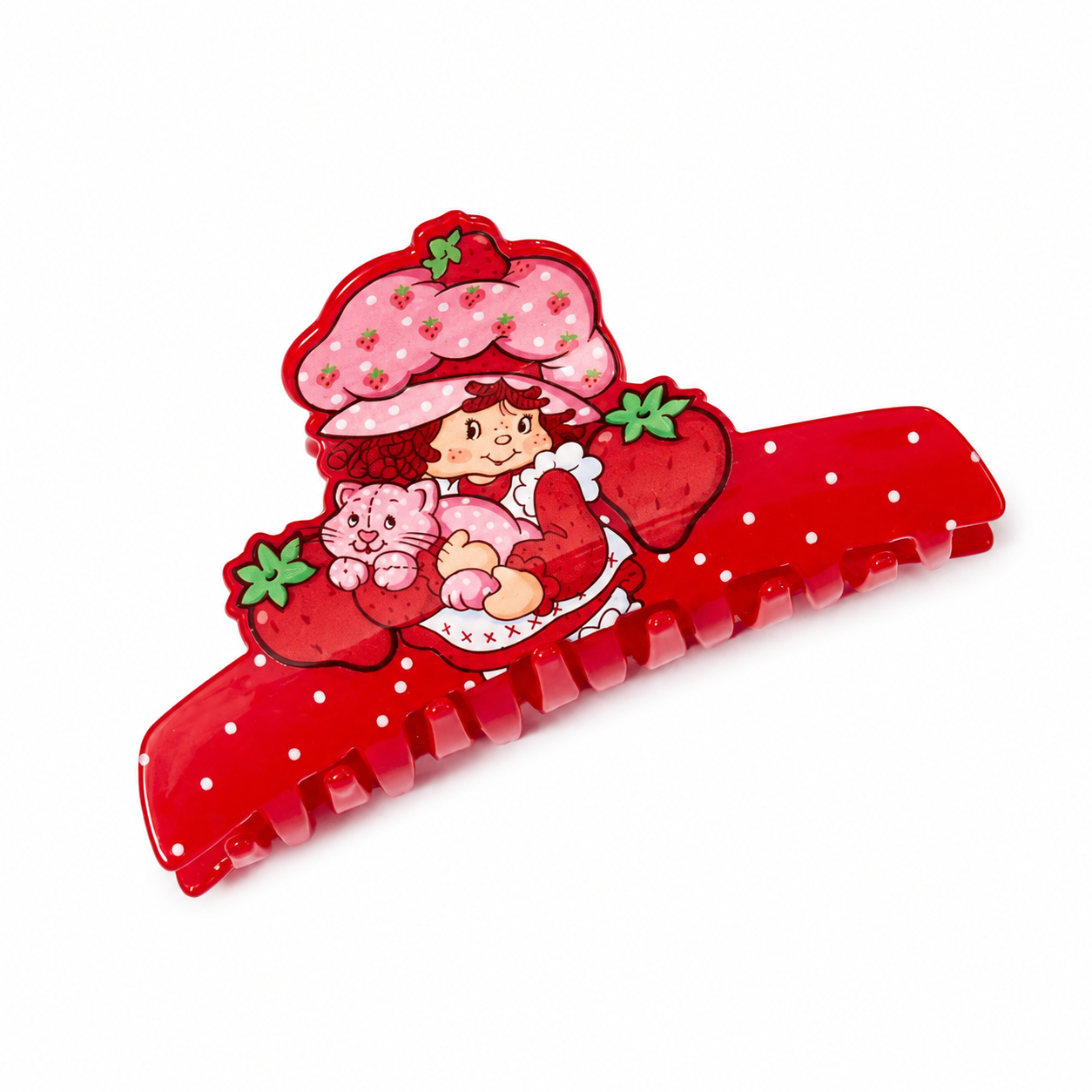 Strawberry Shortcake red hair claw clip on white