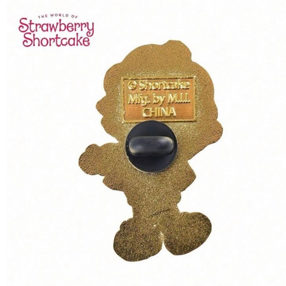 Back of Strawberry Shortcake enamel pin with rubber clutch
