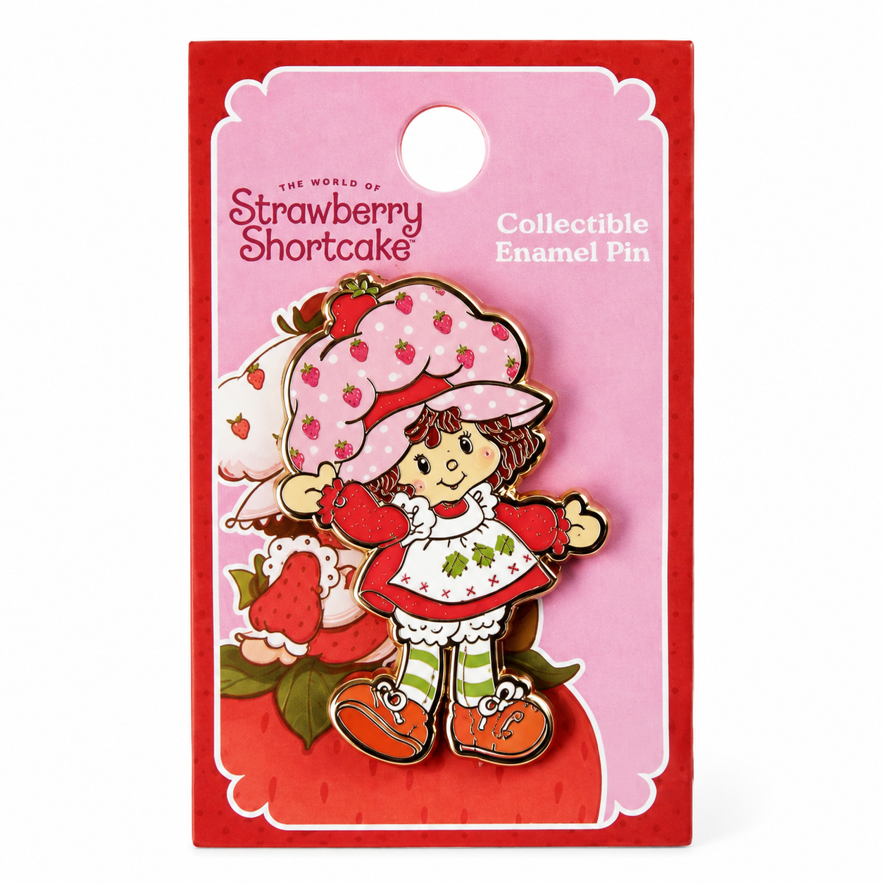 Strawberry Shortcake collectible enamel pin in retail packaging