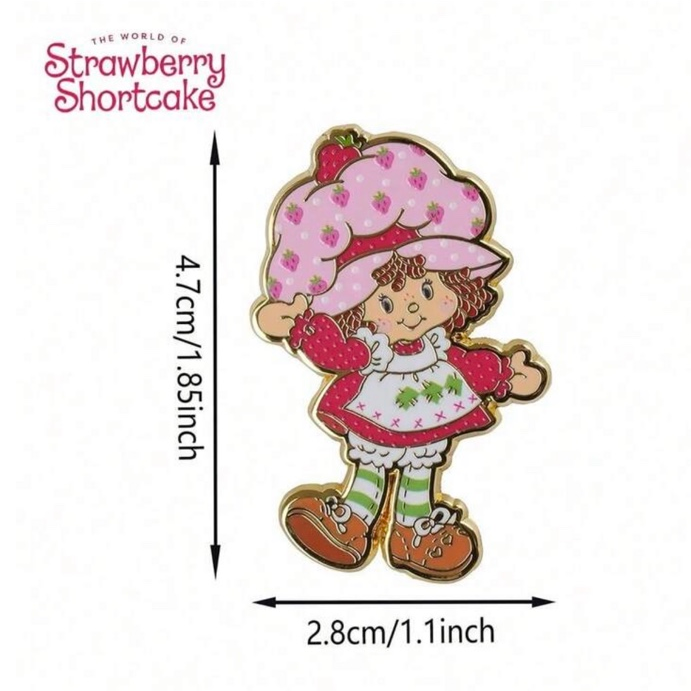 Strawberry Shortcake enamel pin dimensions 4.7 by 2.8 centimetres