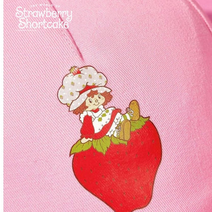 Strawberry Shortcake pink adjustable ball cap character detail