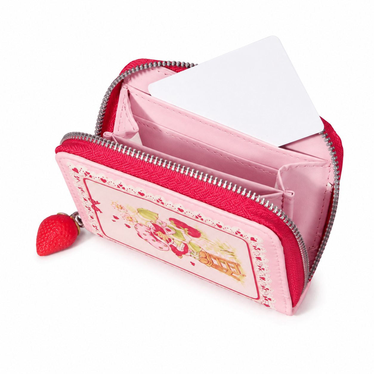 Strawberry Shortcake garden heart zip wallet open interior