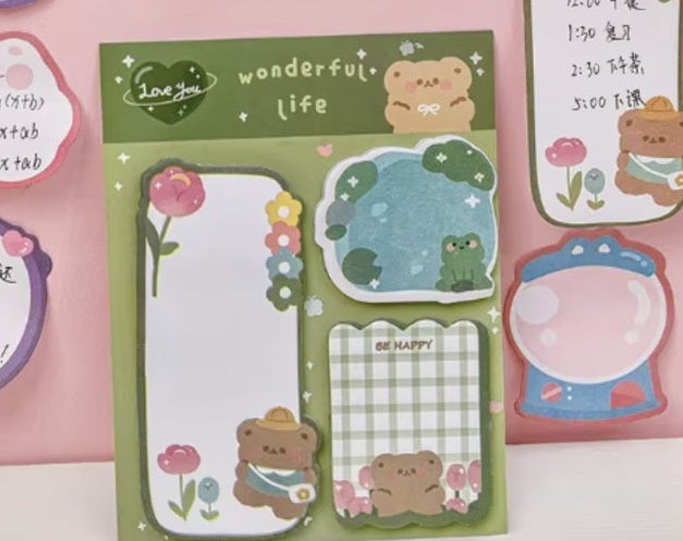 Wonderful Life green sticky notes close up