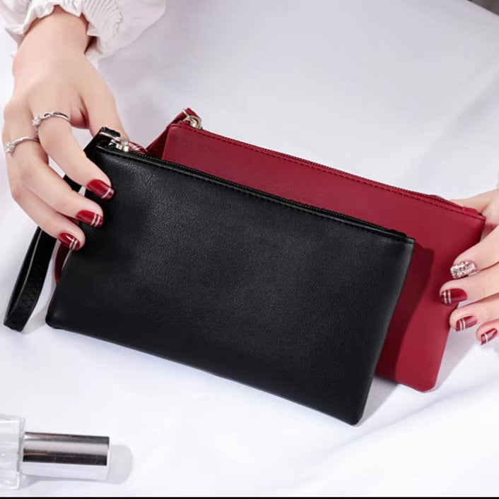 Black and red wristlet wallets