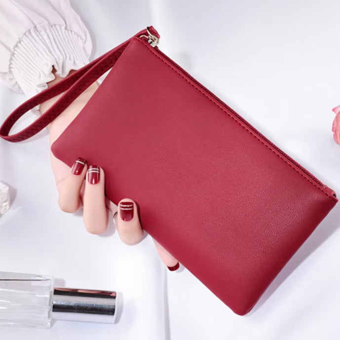Red zip wristlet wallet