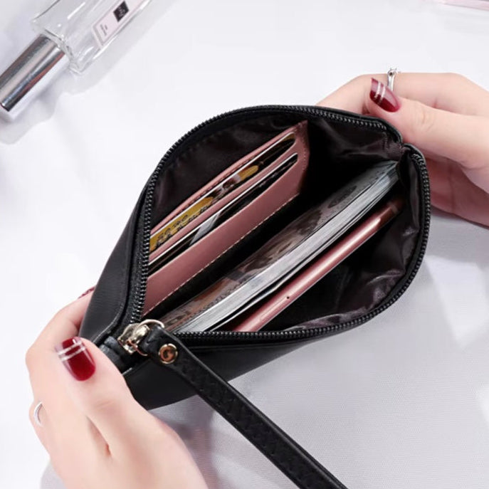 Black wristlet wallet interior